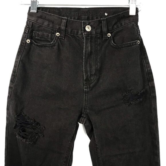 American Eagle Black Distressed Mom Jeans - Picture 5 of 8